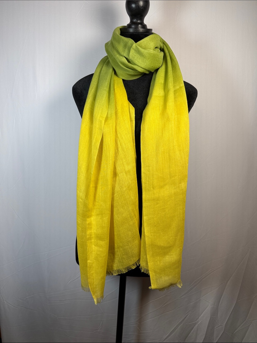 Eileen Fisher Green-to-Yellow Ombre Lightweight Wrap - Picture 4 of 10